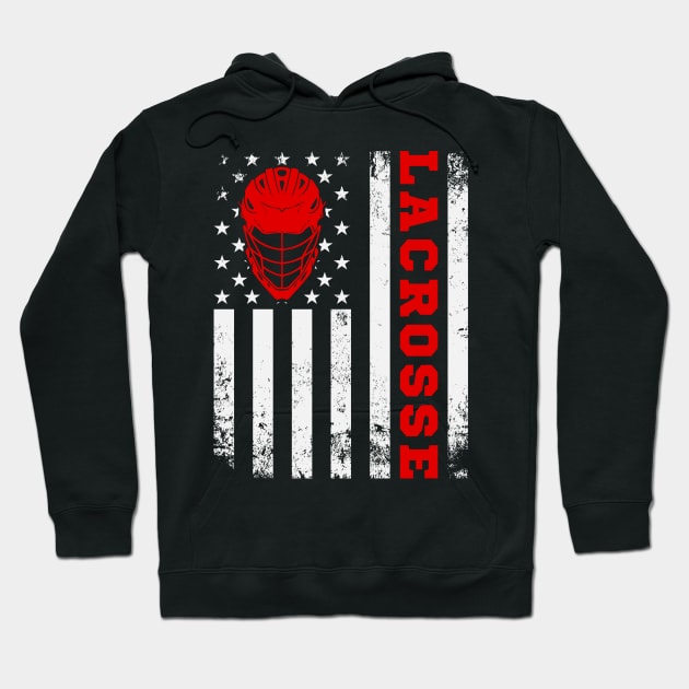 Lacrosse Player USA American Flag Hoodie by Visual Vibes